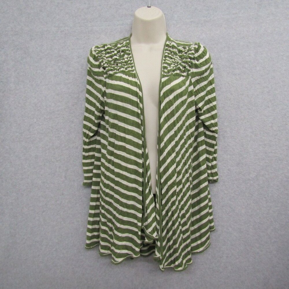 Emma Top Womens Size M Green 3/4 Sleeve V Neck Cadigan Viscose Shirt Blouse Knit